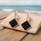 Keto | Náušnice se čtvercovými černými drahokamy