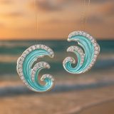 Ozeanien | Elegantní náušnice s modrými vlnami
